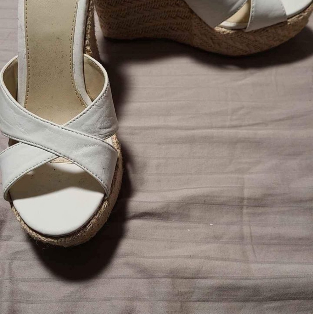 White Woman Wedge Sandals